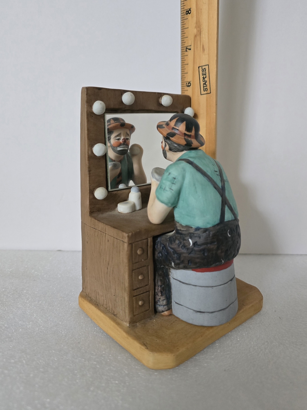 Hand-Painted Emmett Kelly Figurine Home Accent in Teal and Brown
